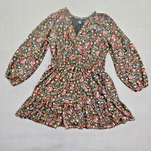 Old Navy Large Dark Floral Gold Metallic Midi Dress Smocked Waist Fairy Goth